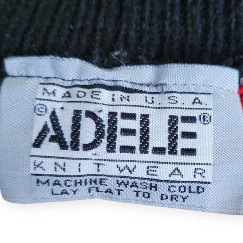Vintage 90s Adele Knitwear Heart Geometric Statement Sweater Made USA Medium - Picture 4 of 8